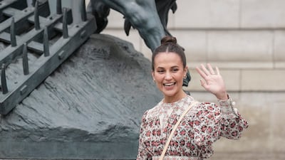 Alicia Vikander arrives at the Louis Vuitton show. AFP