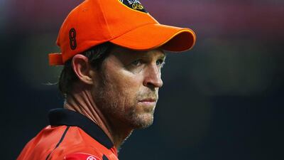 DUBAI, UNITED ARAB EMIRATES - JANUARY 29: Jonty Rhodes of Virgo Super Kings looks on during the Oxigen Masters Champions League 2016 match between Virgo Super Kings and Sagittarius Strikers at Dubai International Cricket Stadium on January 29, 2016 in Dubai, United Arab Emirates. (Photo by Francois Nel/Getty Images)