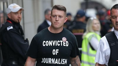 British far-right activist and founder of English Defence League, Tommy Robinson, arrives at the Old Bailey court. Getty