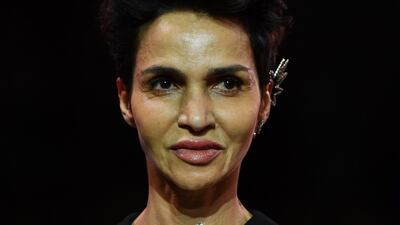 Model and actress Farida Khelfa returns to the runway during the Schiaparelli Spring Summer 2019 show as part of Paris Fashion Week. Getty Images