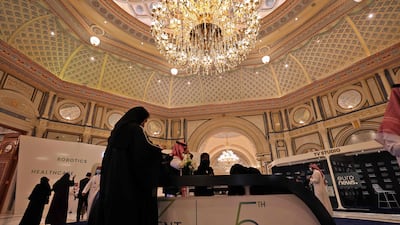 Guests attend the opening ceremony of the annual Future Investment Initiative in the Saudi Arabian capital Riyadh on Tuesday. AFP