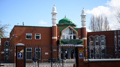 A man was arrested after allegedly entering Manchester Central Mosque armed with weapons. AFP