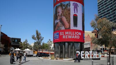 A sign offering a $1 million reward for information about Cleo is displayed in Perth, Australia. Reuters