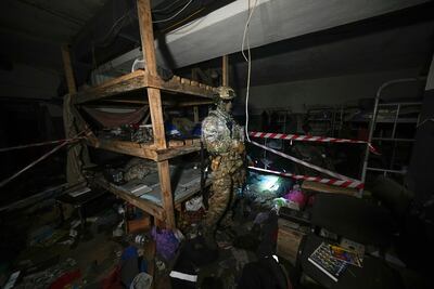A Russian soldier in the Azovstal steelworks in Mariupol after the siege at the site. AP
