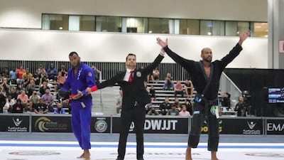 Erberth Santos celebrates after winning the King of Mat final. Courtesy UAEJJF