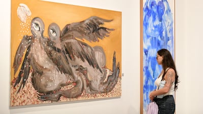 Work by Alymamah Rashed at Tabari Artspace's booth at Abu Dhabi Art. Khushnum Bhandari / The National