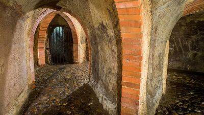 Part of the Pilsen Historical Underground tunnels in the Czech Republic, which started construction in the 13th century. Alamy