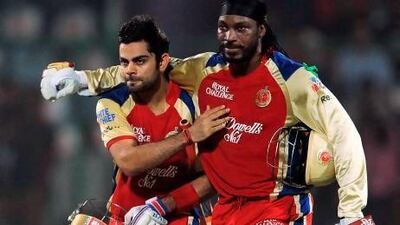 Virat Kohli, left, and Chris Gayle, right, pictured in action in the 2012 IPL season, were Bangalore's heroes in their win over Chennai.