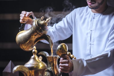 An Emirati man takes part in the Gahwa Championship of 2019.