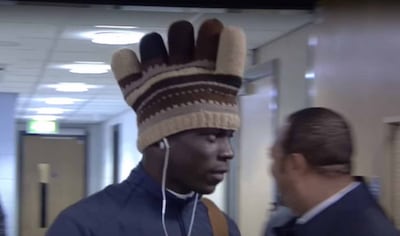 Mario Balotelli sports his 'chicken' hat in 2010.