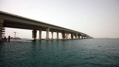 A view of Sheikh Khalifa Bridge that connects Abu Dhabi Island with Saadiyat and Islands.
