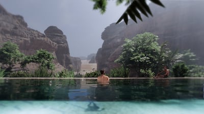 The guest pool at Sharaan Resort and International Summit Centre in Saudi Arabia's historic AlUla. Photo: Royal Commission for AlUla
