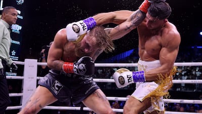 Tommy Fury in action against Jake Paul. Reuters