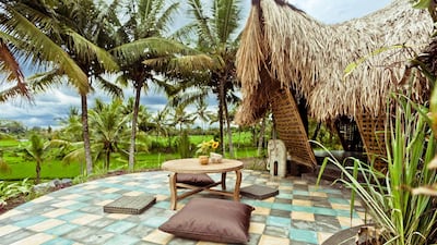 3: A bamboo eco-cottage in Ubud, Bali, which is located smack bang in the region's famed rice fields (complete with a mosquito net).