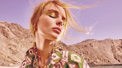 SHORELINE FRENZY: Blazer, Dh1,805, Arwa Al Banawi at s*uce; Coat, Dh1,770, Chez Heezin at s*uce; Necklace, Dh2,850, Curated at s*uce; Ring, Dh450, Monica Vinader at Boutique 1