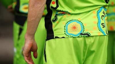 Sydney Thunder players wore kits in honour of indigenous culture at the Big Bash League on Saturday. Getty Images