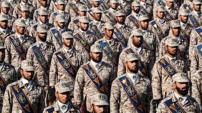 Members of Iran's Islamic Revolutionary Guard Corps in a parade in Tehran. Tehran has often used regional militias to attack Israel. AFP