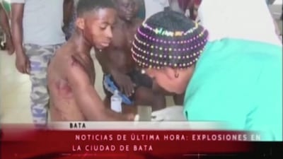 People receive aid at a hospital, following explosions at a military base, according to local media, in Bata, Equatorial Guinea. Reuters