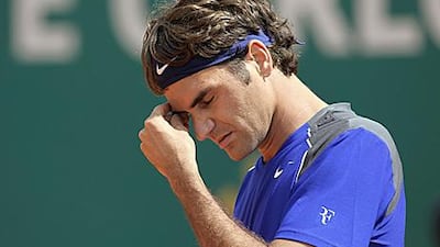 Roger Federer was a frustrated figure after losing to Jurgen Melzer in Monte Carlo.