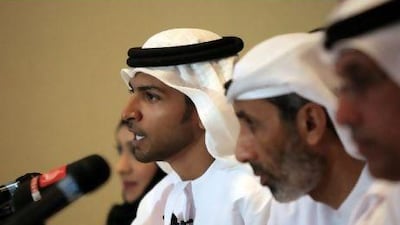 Omar al Majid, one of the sponsors of the tournament, announces a new reality show on Al Dhafra TV that involves street football players.