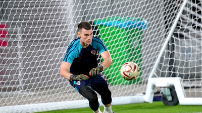 Croatia goalkeeper Dominik Livakovic trains. PA