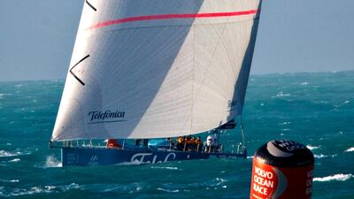 Team Telefonica arrives arrive after completing the second leg of the Volvo Ocean Race in Abu Dhabi on January 4, 2012. Christopher Pike / The National