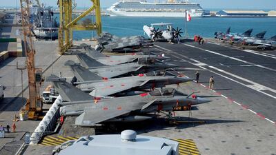The nuclear-powered aircraft carrier Charles De Gaulle, flagship of the French navy and the largest warship in western Europe, is on a four-day visit to Abu Dhabi as part of a wider three-month operational deployment in the Arabian Gulf and Indian Ocean. Delores Johnson / The National