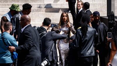 US singer Cardi B poses as she leaves the Fashion Week show in Paris. AFP