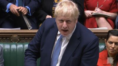 Prime Minister Boris Johnson delivers a statement to MPs in the House of Commons on Monday over the Sue Gray report. PA