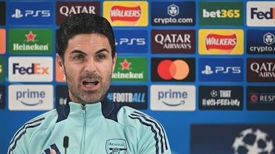 Arsenal's manages Mikel Arteta ahead of the Uefa Champions League quarter-final first leg against Real Madrid. EPA