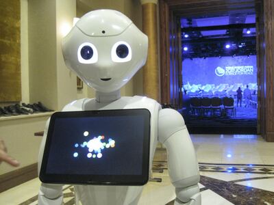 A robot at the World Science Forum in Jordan. Daniel Bardsley for The National