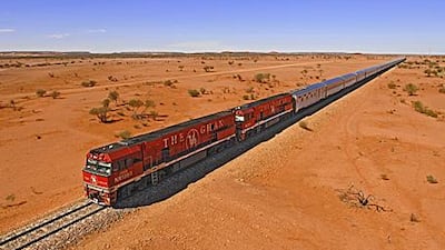 En route from Alice Springs to Darwin, the Ghan, above, traverses Australia's stark Northern Territories. During the trip, travellers can relax in their compartments or in the train's lounge area or disembark to explore Nitmiluk National Park and the famous Katherine Gorge by boat.