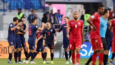 Thailand celebrate their win over Bahrain in Dubai.