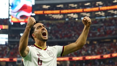 Mikel Merino celebrates scoring the only goal of the game as Spain knocked Portugal out of the 2026 World Cup in Dallas at the last-16 stage. Reuters