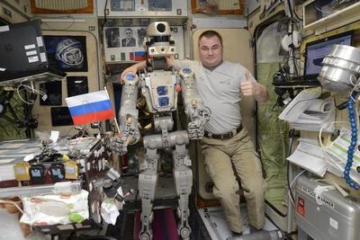 The Skybot-F850 with cosmonaut Aleksey Ovchinin on the ISS. Photo: Roscosmos