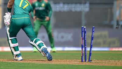 South Africa's Reeza Hendricks is clean bowled by Bangladesh's Shoriful Islam. AFP