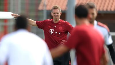 Bayern manager Julian Nagelsmann oversees training. Getty