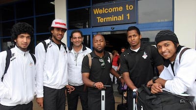 Members of the UAE Olympic team arrive in Manchester