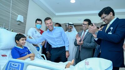 Chelsea FC club captain Cesar Azpilicueta made a surprise visit to Khalifa Al Mansoori. Burjeel Medical City