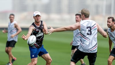 Middle East Touch players in training at Zayed Cricket Stadium as the team prepare for the Touch World Cup in April.