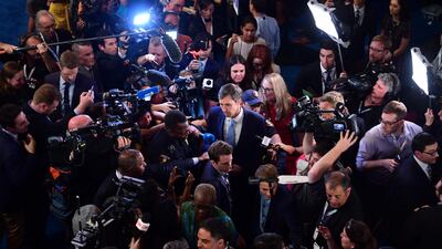 Democratic presidential hopeful Beto O'Rourke speaks with the press. AFP