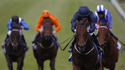 Air Force Blue, right, is the overwhelming favourite to win the English 2,000 Guineas but trainer Aidan O'Brien is trying to lower expectations. Alan Crowhurst / Getty Images