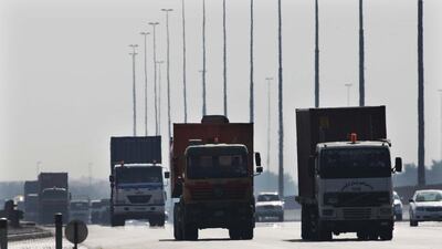 Lorries will not be allowed on the roads in Abu Dhabi during peak hours. Stephen Lock / The National