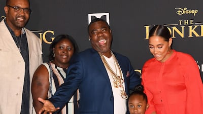 Tracy Morgan with his wife Megan Wollover, daughter Maven Sonae Morgan and family arrive for the world premiere of Disney's 'The Lion King' at the Dolby Theatre on July 9, 2019. AFP