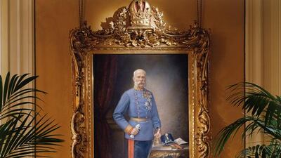 A portrait of emperor Franz Josef I of Austria hangs on a wall at Hotel Imperial Vienna. Courtesy Hotel Imperial Vienna