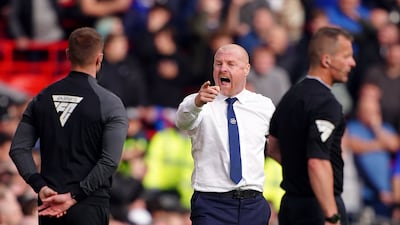 Everton manager Sean Dyche during complains after the referee failed to punish Ibrahima Konate. PA