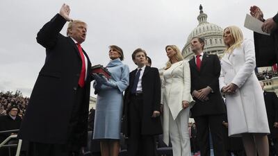 President Donald Trump takes the oath of office. Jim Bourg / EPA