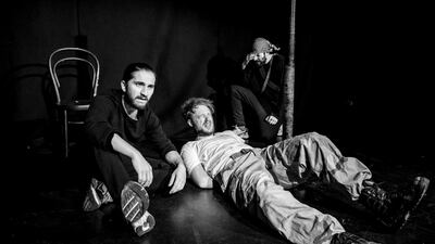 Nate Birdi, left, Matthew Greenhough, centre, and Ikram Gilani in Bismillah! An ISIS Tragicomedy, which is at Edinburgh Festival Fringe this week. Courtesy Edinburgh Festival Fringe