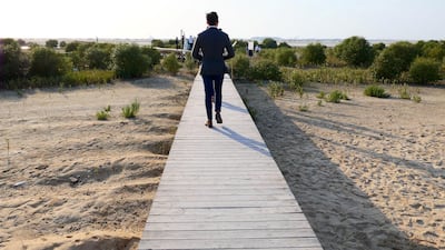 The Dubai Mangroves Forest at the Jebel Ali Wildlife Sanctuary was inaugurated with plans to cover sandy tracts with greenery. Pawan Singh / The National