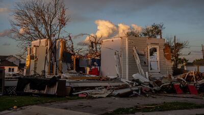 A tornado-damaged home is seen among the wreckage in the Arabi neighbourhood on March 24, 2022, in New Orleans, Louisiana. Two tornados struck New Orleans on Tuesday, leaving several neighbourhoods damaged and at least one person dead. Getty Images / AFP